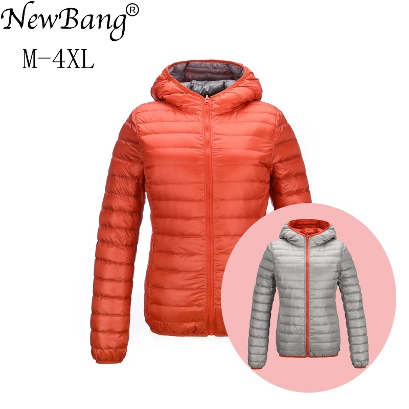 Goede NewBang Merk Jassen Down Vrouwen Ultra Licht Donsjack Vrouwen Feather Jassen Double Side Omkeerbare Lichtgewicht Warme Jassen