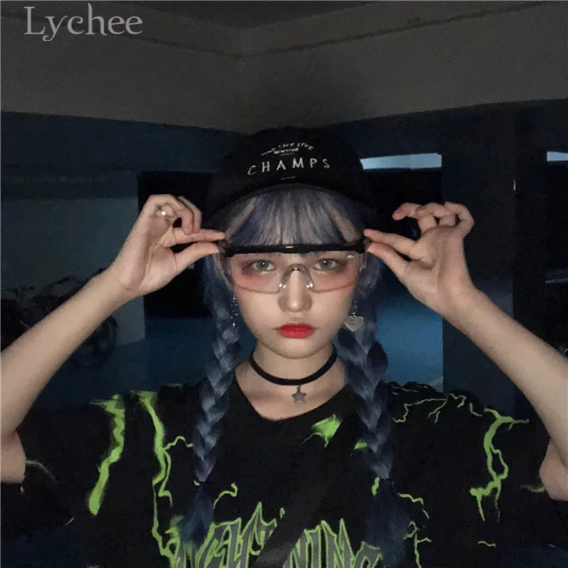 Lychee Harajuku, женская футболка с принтом молнии и буквами, Повседневная Свободная футболка с круглым вырезом и коротким рукавом, женская футболка