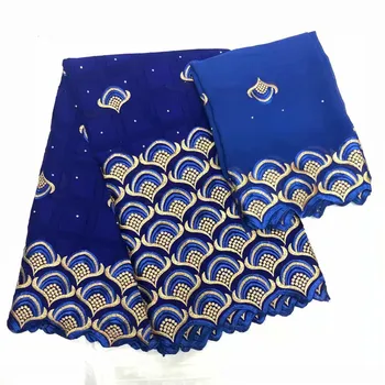 

Soft Royal Blue African Lace Fabric 2019 High Quality Lace Swiss Nigeria Swiss Voile Lace 5+2 yards Chiffon French Tulle Fabric