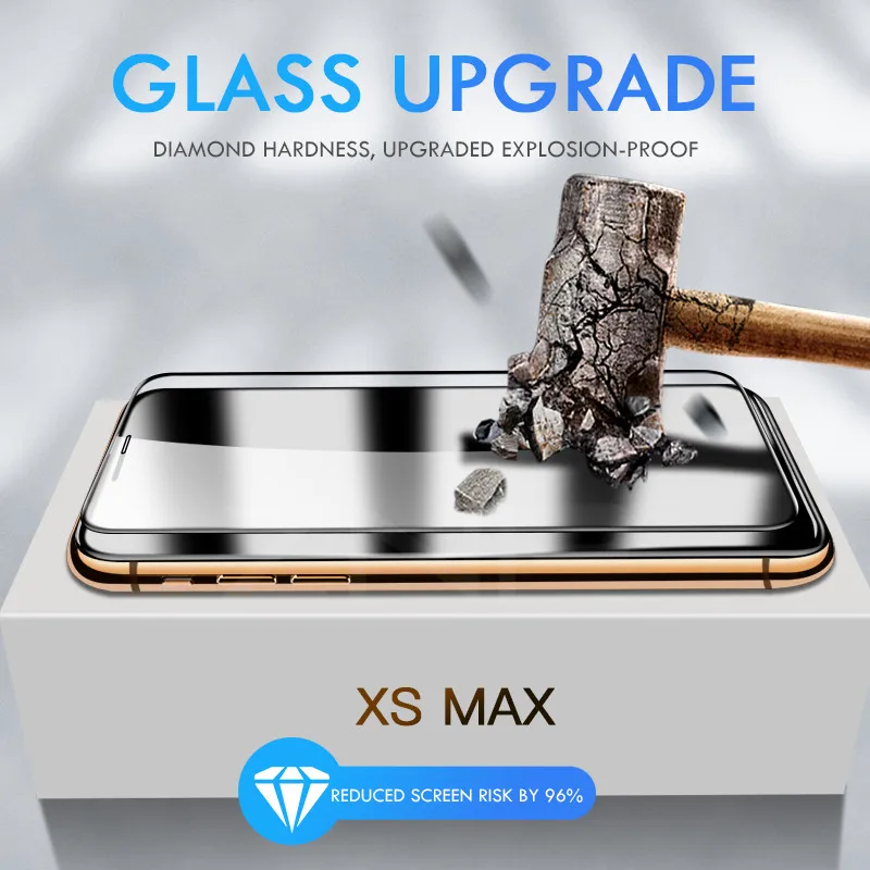 ZNP 15D منحني حافة كامل غطاء واقي للشاشة الزجاج على ل فون X XS ماكس XR واقي للشاشة لفون Xs X زجاج عليه طبقة غشاء رقيقة