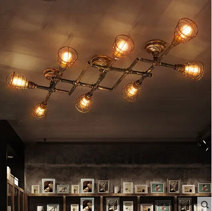 

Nordic Loft Industrial Retro Vintage ceiling Light For Home Lighting LED Edison Water Pipe Ceiling Lamp Luminaire Plafonnier