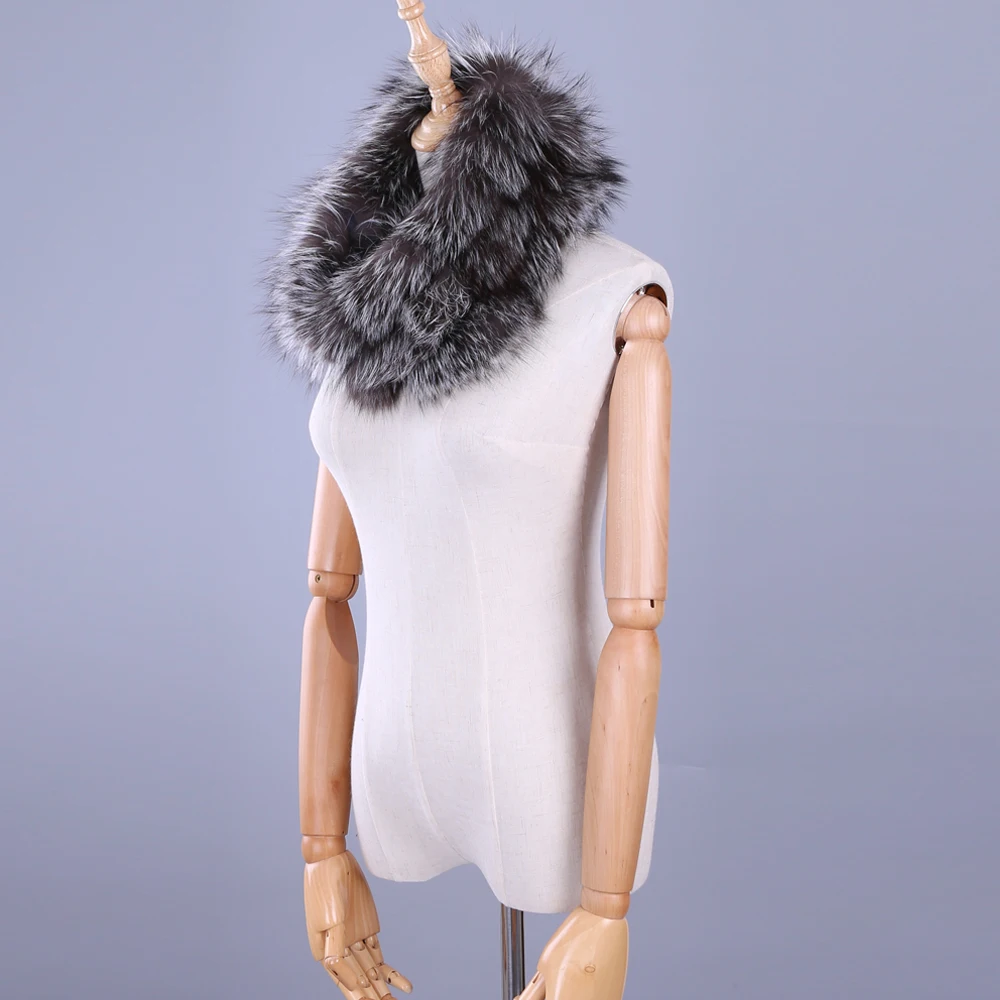 US $26.55 2020 Hot Brand New Real Silver Fox Fur Womens Lady Fur Scarf Scarves Ring Cowl Snood Cirle Infinity Scarf Wraps Shawl