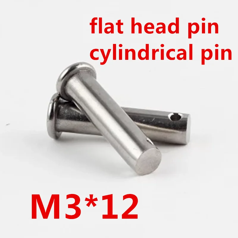 50pcs/lot M3*12 3mm M3 304 stainless steel Clevis Pin,Flat head