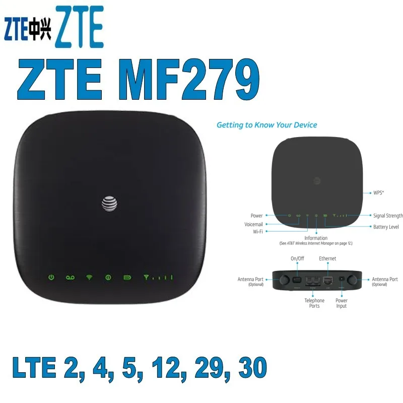 AT & T ZTE MF279 Pocket 4G LTE WiFi Router Ondersteuning B2/B4/B5/B12/B29/ b30 4G mobiele router hotspot AT & T ZTE MF279 Pocket 4G LTE WiFi Router Ondersteuning B2/B4/B5/B12/B29/ b30 4G mobiele router hotspot