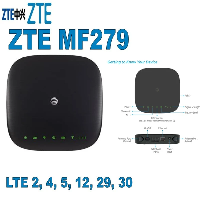 New AT&T ZTE MF279 Pocket 4G LTE WiFi Router Support B2/B4/B5/B12/B29/B30 4G Mobile Router Hotspot wired wifi booster