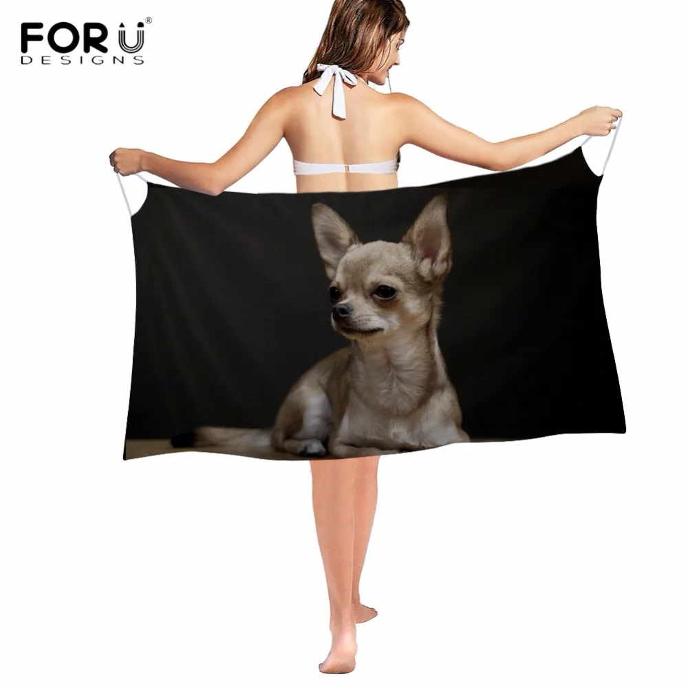 

FORUDESIGNS Kawaii 3D Puppy/Dog Chihuahua Print 2018 Newest Women Cover Up Dress Luxury Brand Beach Scarf Dress Sunscreen Shawls