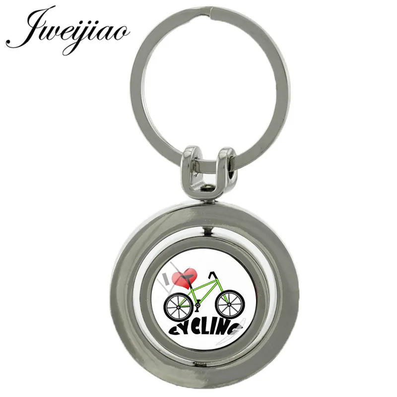 

JWEIJIAO I Love Cycling Keychain Keep calm and Love my Bicycle Revolving Double Sides Rotatable Key Rings Holder Custom SP424
