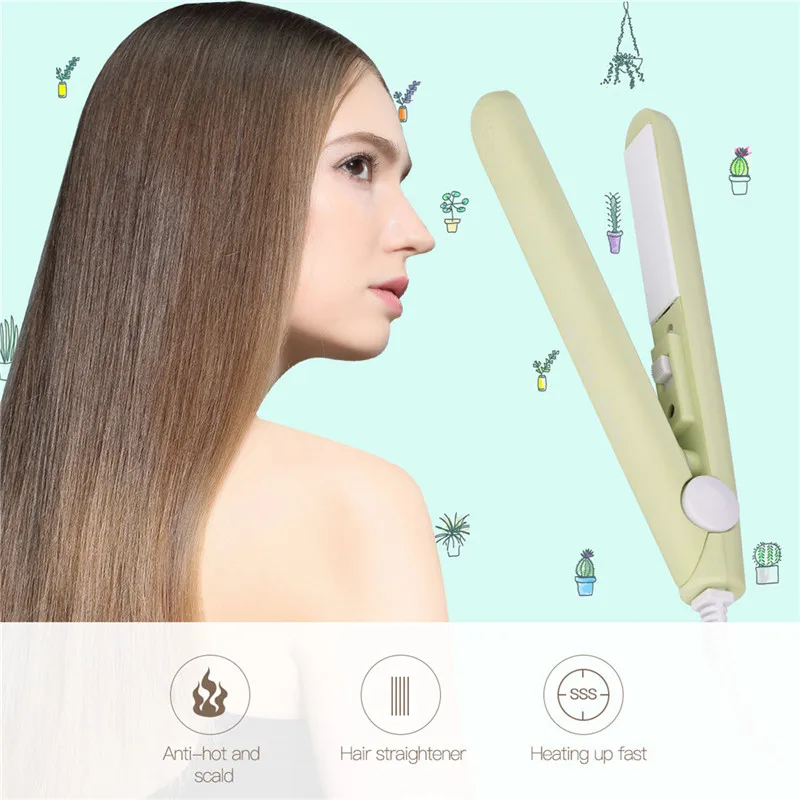 

Portable Hair Straightener Cute Cartoon Design Tourmaline Ceramics Mini Hair Curling Iron Hair Styling for All Hair 30