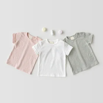 

2019 Summer Baby Girls Boys Shirt Tees Lovely Summer Korean Simple Leisure Cotton Children Tops