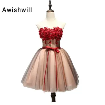 

Fashion Cocktail Dresses Short Elegant Strapless A Line Flowers Women Special Occasion Dress Homecoming Party Dress 2020