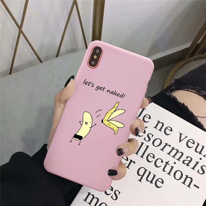 

JAMULAR Cartoon Banana Fitted Case For iPhone X XS MAX XR 7 8 6 6s Plus Fashion Pattern Soft Matte Phone Cover For iPhone 7 Capa