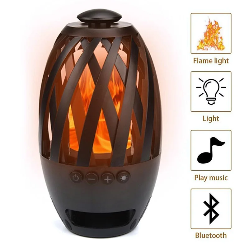 

Portable LED Flame Lamp Speaker Stereo BT4.2 Bluetooth Speaker Atmosphere Soft Light for IPhone Android Bluetooth Speaker