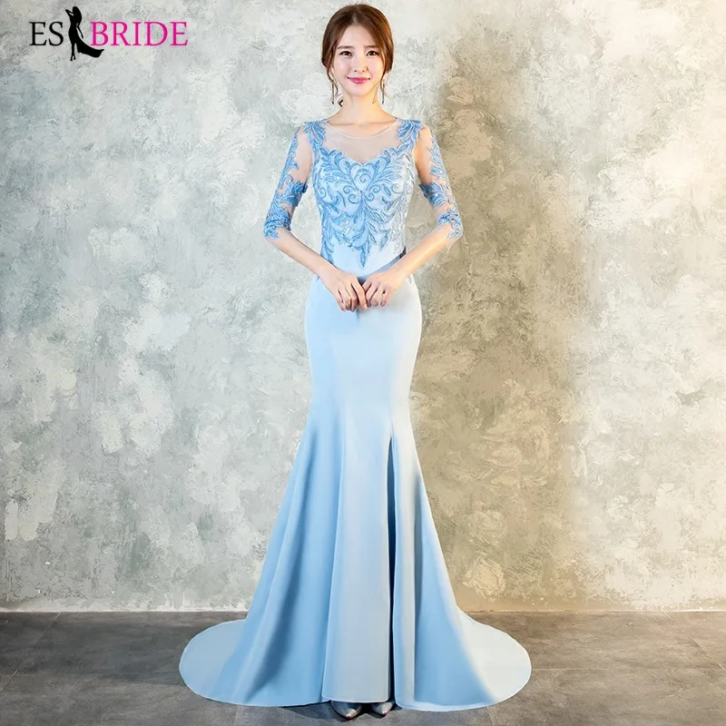 

Fashion Mermaid Evening Dress Long Round Collar Women's Elegant Special Occasion Party Gowns Vestidos Largos De Fiesta ES1677