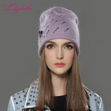 Liliyabaihe новая шапка женская осенняя и зимняя шапка с ангорой трикотажные Классический Цвет хорошая украшения теплый шапки для девочек