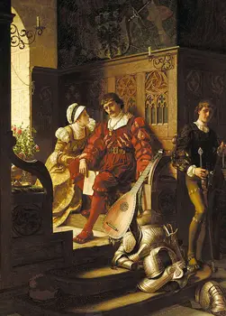 

Portrait Oil Painting Classic Wall Art on Canvas for Hotel Home Decor Edmund Blair Leighton Duty Young Men with Armor Swords
