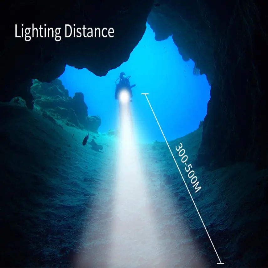 

18000LM LED Portable Diving Flashlight Variable Light 80 Meter LED Diving Flashlight Photography Light Underwater IPX8 P35