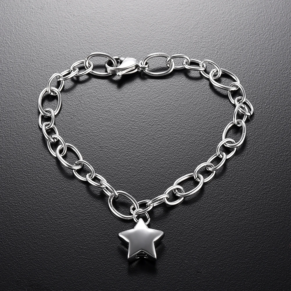 

IJB0176 Memorial Urn Mini Star Cremation Urns Locket for Ashes Bracelets Stainless Steel Chain Bangles Keepsake with Free Funnel