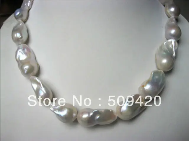 

~~ Free Shipping18mm south sea keshi white pearl necklace AAA 18