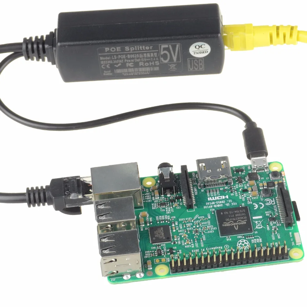 250M EXTEND PoE Kit for 8x Raspberry Pi B/B+/2/3 Micro USB 5V 2.4A /Switch 8 PoE