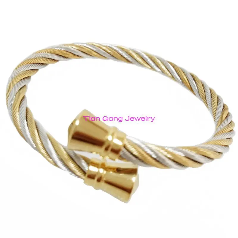 Fashion Twisted Cable Stainless Steel font b Bracelet b font Silver font b Gold b font