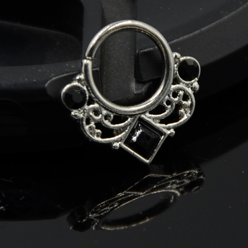 Lacey Opal Drapery Royalty Septum Rook Clicker Ring Nose Ring Tragus Cartilage Earring Titanium Shaft 16G Hanger Piercing