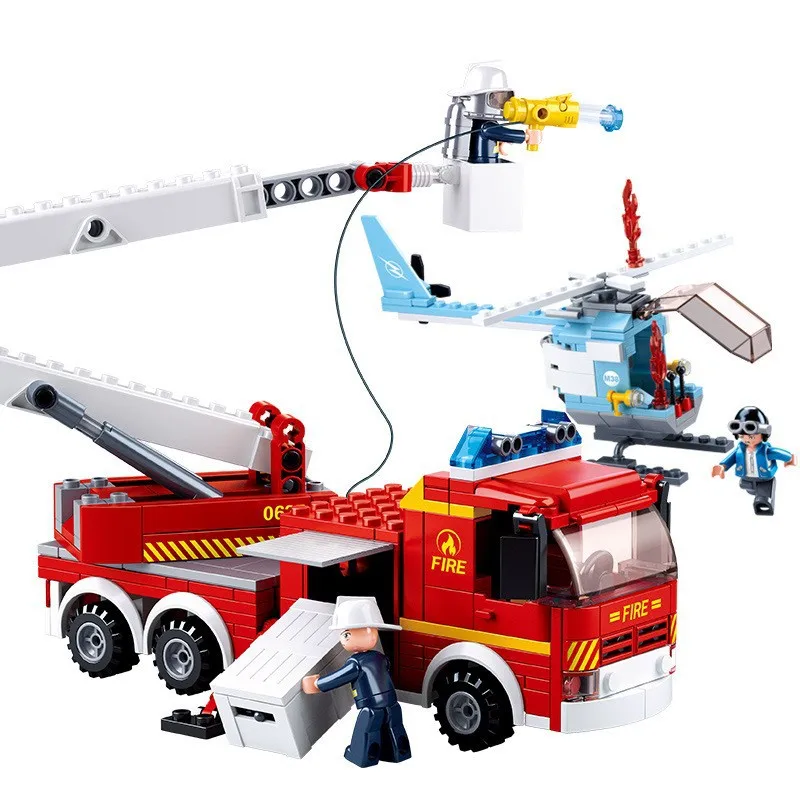 

394pcs Children's building blocks toy Compatible Legoings city Fire alarm ascending platform fire truck Bricks birthday gifts