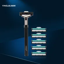 YingJiLI Brand Hot Men’s manual razor Durable razor sharp Amd double razors manual tool rest 1 + 6 cutter blade home furnishings