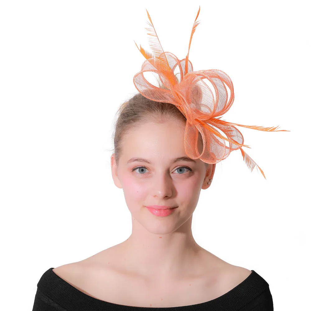 

Charming elegant cocktail race fascinator hair clips headwear female women hair accessories hairpin with fancy feathers fashion