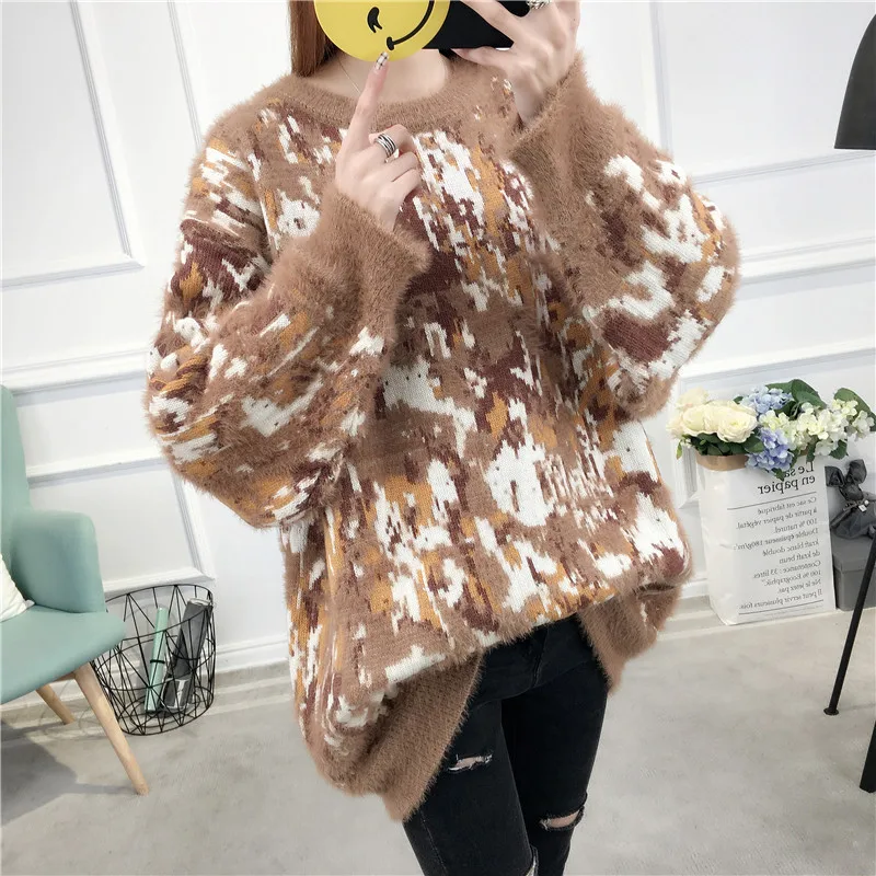 6292 (5 комната 3 № под новым чернильным узором) свободный свитер 63|loose sweater|pattern