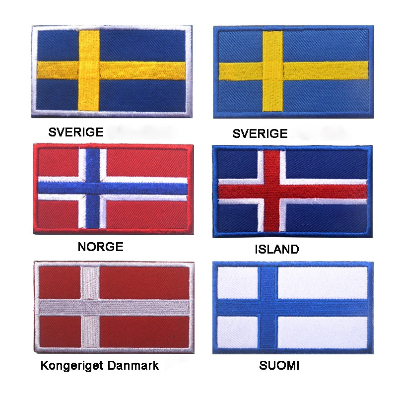 NORWAY FLAG IRON ON PATCH 3/" Embroidered Applique Norwegian Scandinavian Pride