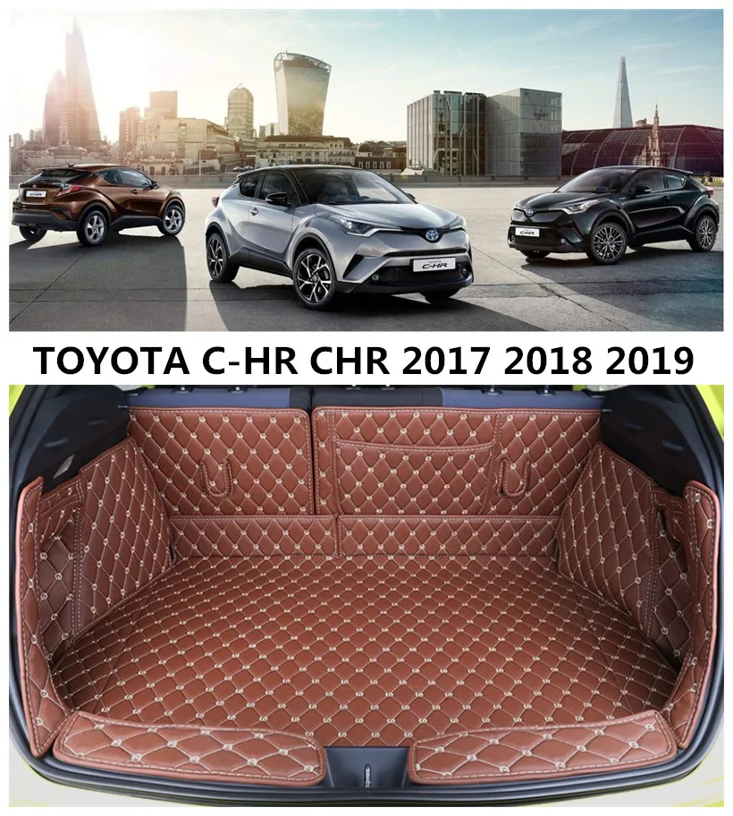 

For TOYOTA C-HR CHR 2017 2018 2019 Cargo Liner Trunk Mats Surrounded by all Carpets Mat High Quality Embroidery Leather
