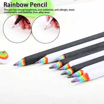

Creative School Office Stationery Supplies Environmental protection pencil Black And White Paper material Rainbow Pencil