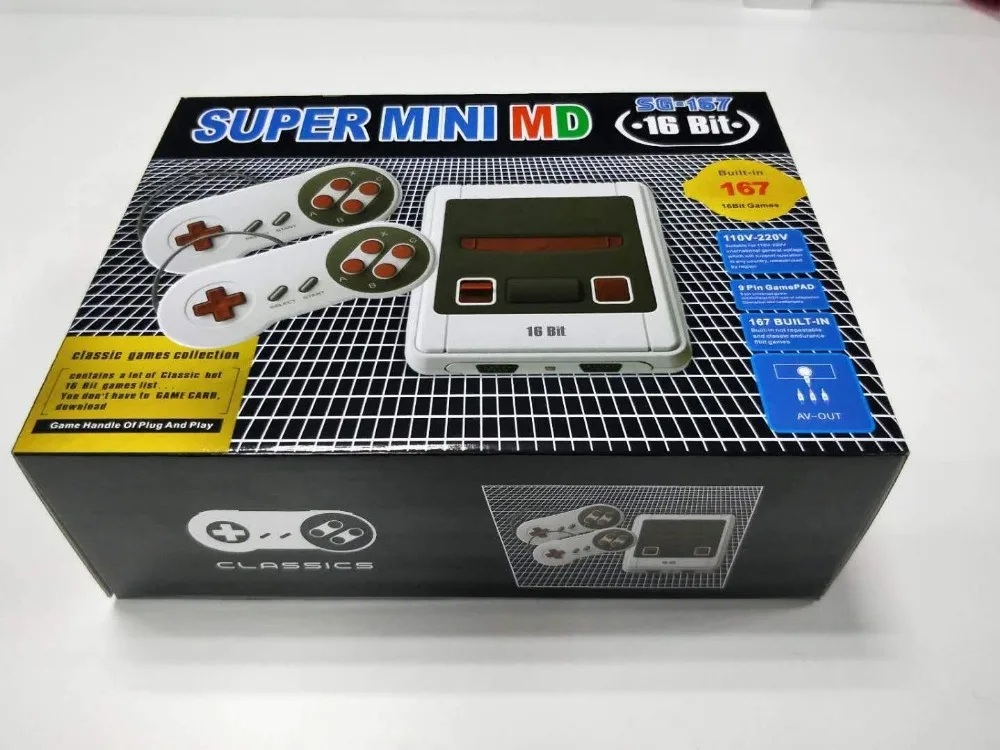 Новая Ретро Мини ТВ Видео игровая консоль для Sega MegaDrive 16 бит игр с 167 различными