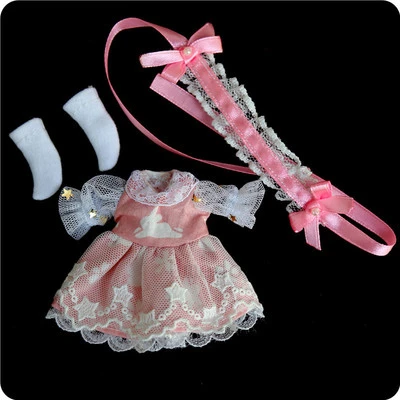 1 шт. милый розовый OB11 кукла наряды(платье+ повязка на голову+ носки) для Obitsu 11, 1/12 BJD Кукла Одежда Аксессуары - Цвет: dress socks hairband