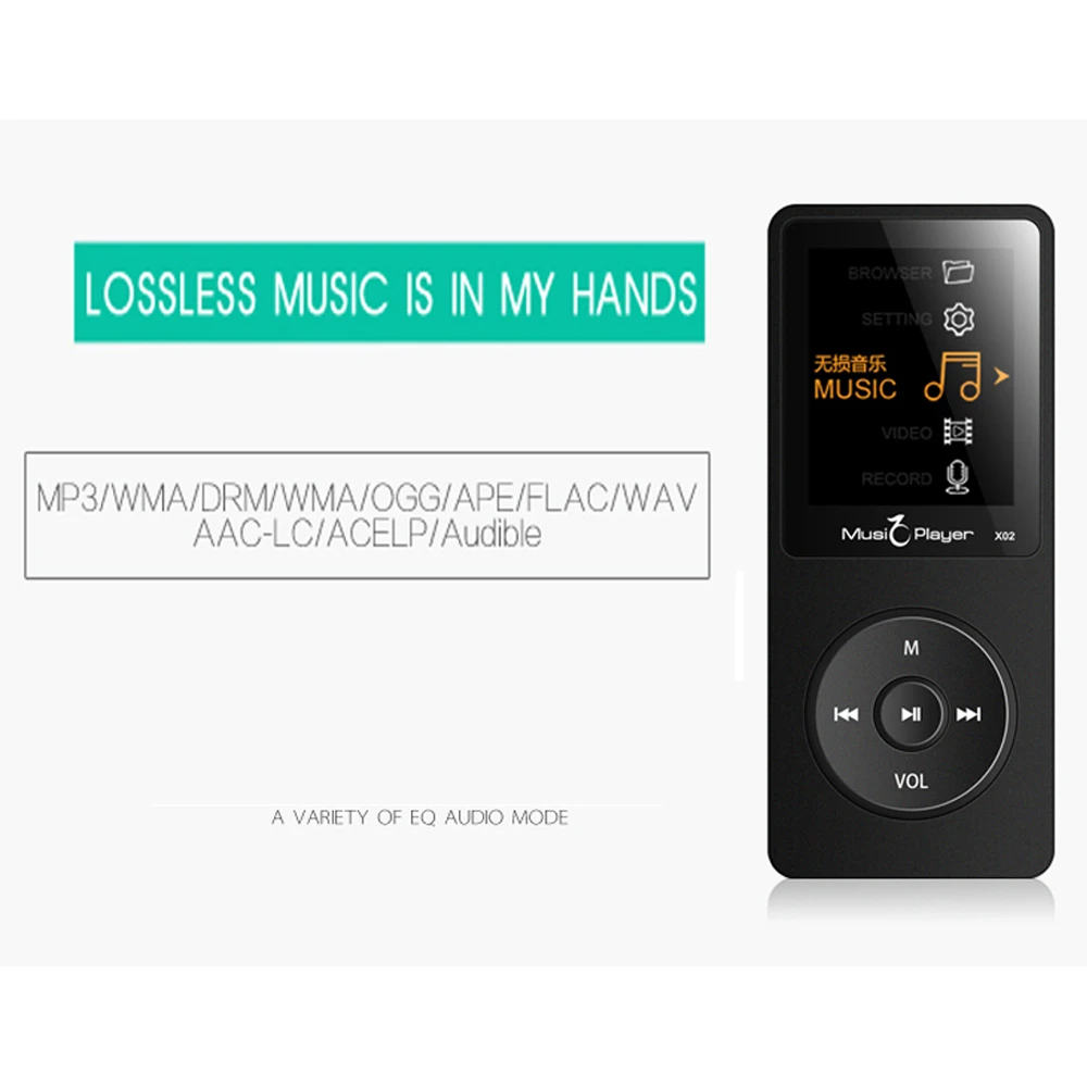 IQQ X02 без потерь цифровой Hifi Flac Спорт Аудио Mp 3 экран Музыка Mp3 плеер с наушниками