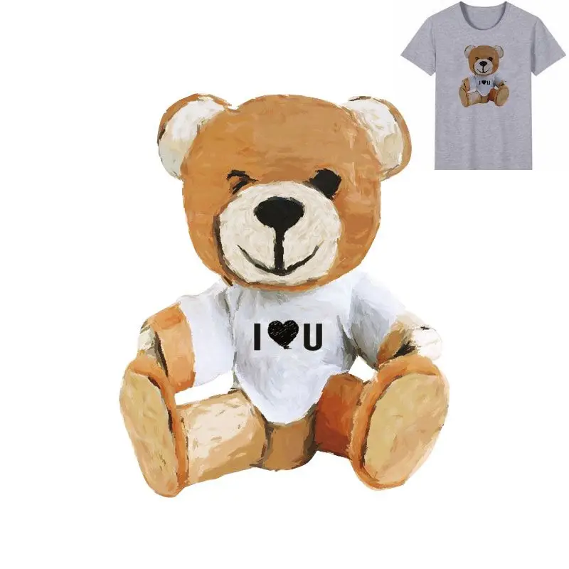 

Popular Cartoon Bear Pattern Iron On Patches Stickers Washable Appliques A-level Heat Transfer For DIY T-shirt Accessory Clothes