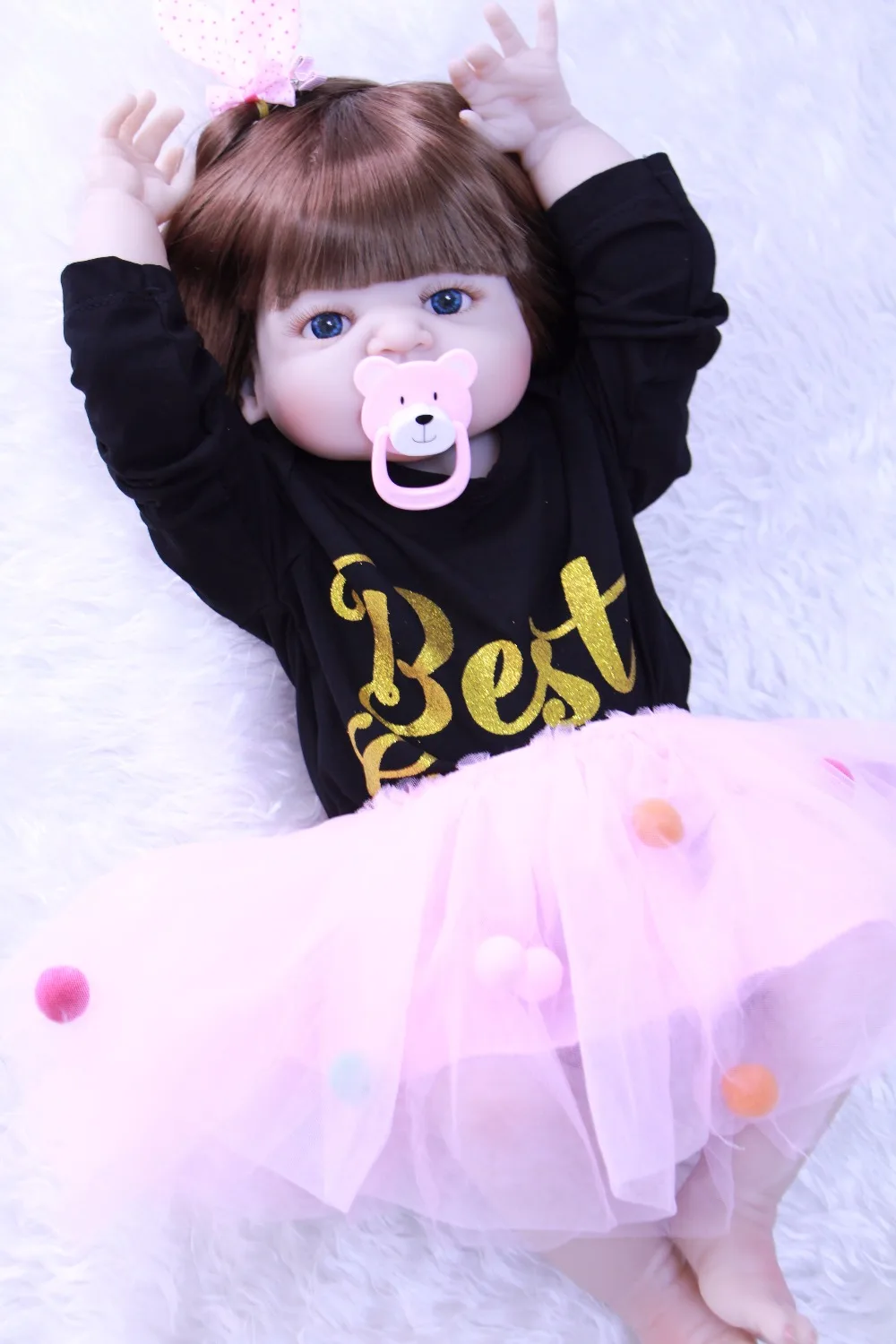 

White skin bebe-reborn girl dolls 22inch rooted hair full silicone reborn baby dolls for children gift princess BJD bonecas