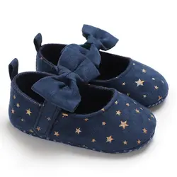 Детская обувь для девочек Золотая Звезда Темно-синие малыша обувь Prewalkers мягкие детские пинетки для малышей Scarpe Neonata Schoenen Meisje 0-18