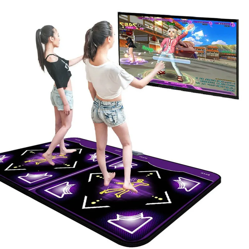 Somatosensory game double wired dance mat yoga jogging games aerobics sports computer TV dual use with 2 gamepads blanket 11mm