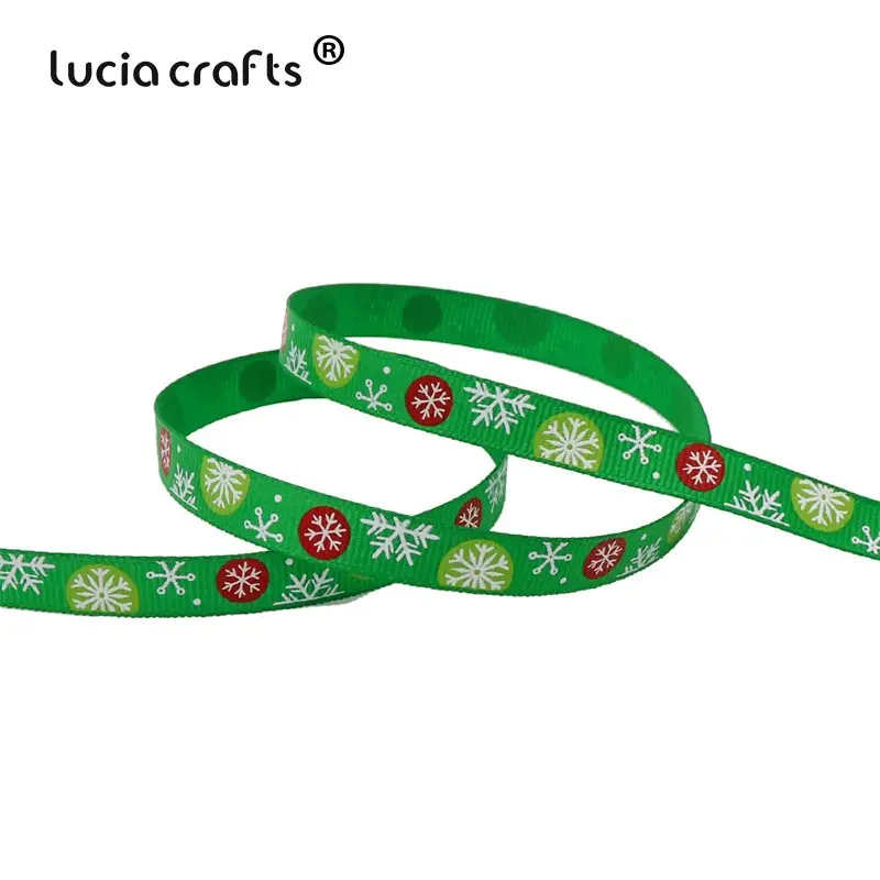 Lucia crafts 5 ярдов/12 ярдов 10 мм печатные рождественские корсажные/атласные ленты DIY рождественские вечерние упаковочные материалы T0502