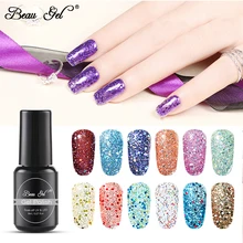 Beau гель 108 Bling Цвета лак для ногтей Гель-лак 8 мл Блеск Алмазный УФ Гель-лак для маникюра с блестками, блестящие, для дизайна ногтей Soak Off гель лак