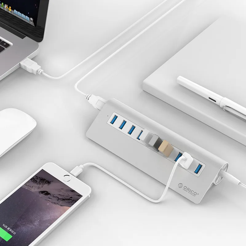  Aleación de aluminio 10 puertos USB3.0 HUB ABS 5Gbps HUB OTG USB Splitter para Apple Macbook Air or