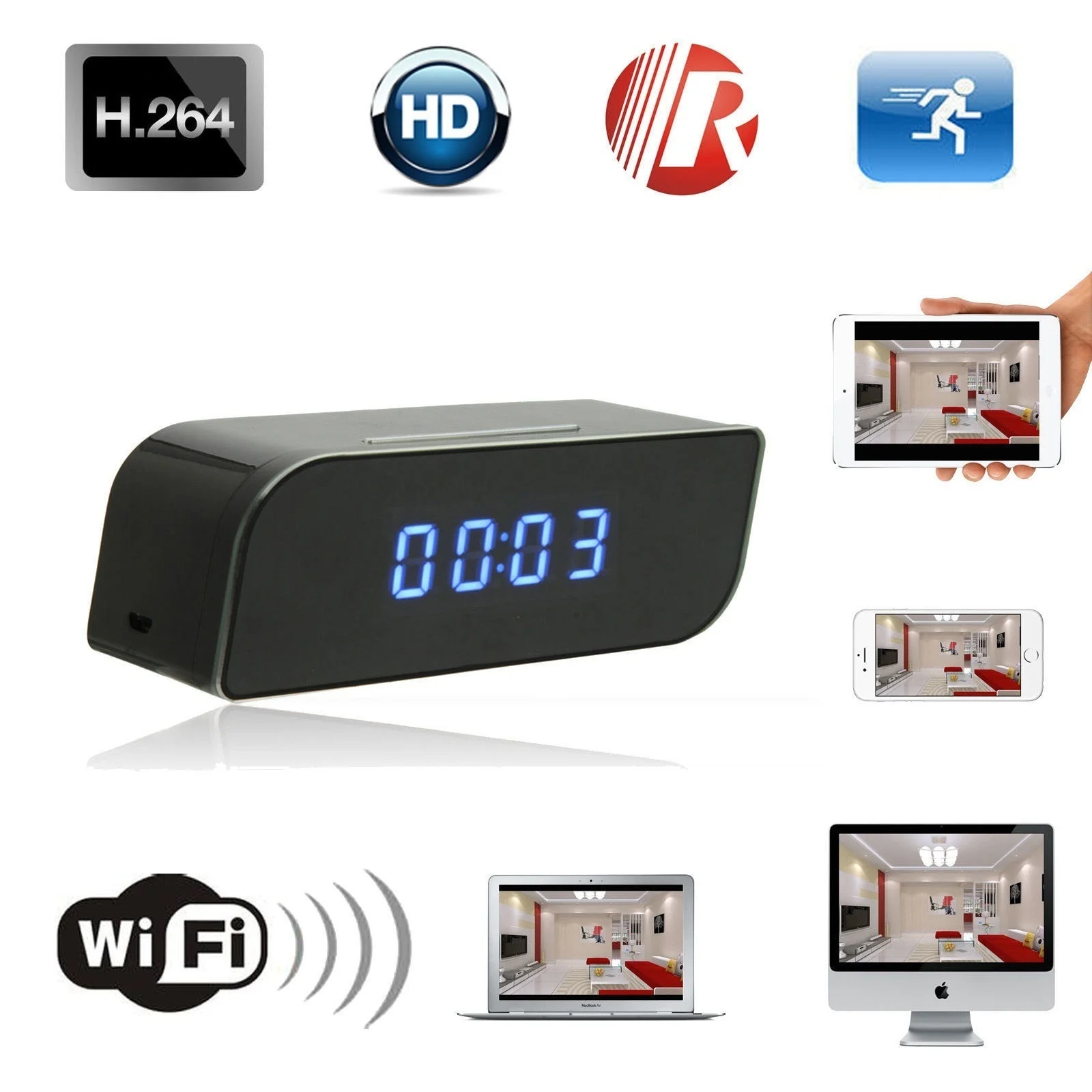 Мини камера с будильником 1080P Wi Fi/IP|Компактные видеокамеры| |