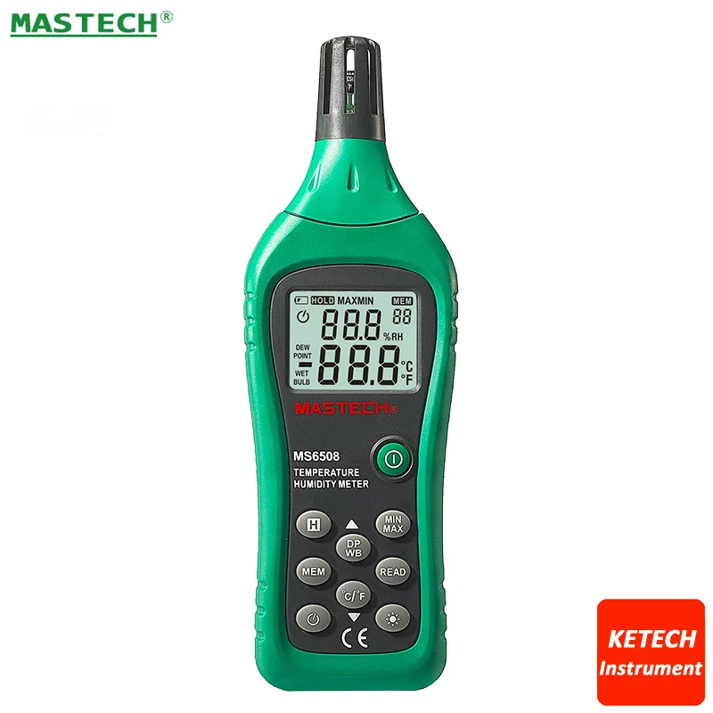 

Temperature and Humidity Meter Tester C F Selection Data Log MASTECH MS6508