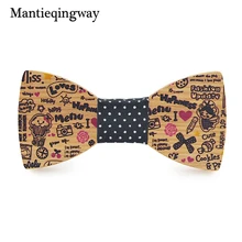 Mantieqingway мультфильм Деревянный лук Галстуки для маленьких мальчиков деревянная Бабочка рубашка Bowknots милые для детей; из дерева Gravatas узкий галстук