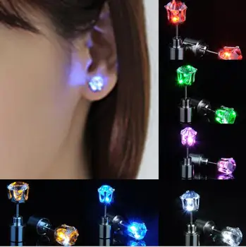 

50 pair =100 pcs hot sale New Dazzling Earring Ear Stud Cool Colorful LED Luminous for DJ Dance Party Bar YH1224