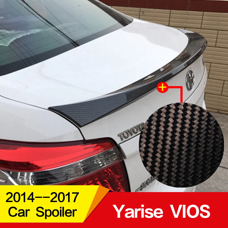 

For Toyota Yaris L Vios spoiler 2014 15 16 17 18 year high quality ABS plastic carbon black sport Car Rear Wing Accessories