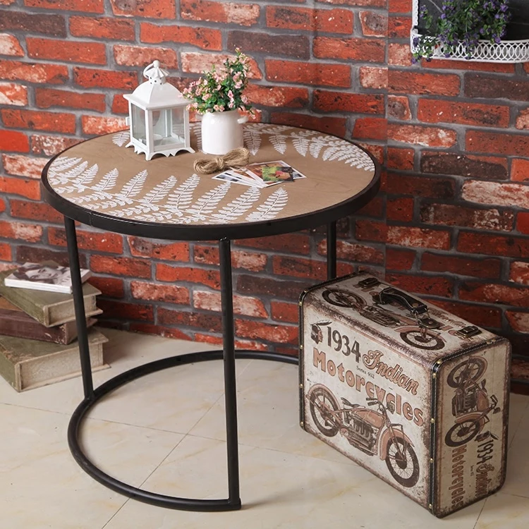 Industrial simple wind modern minimalist metal round tea table living room sets three leisure tea table retro coffee table Industrial simple wind modern minimalist metal round tea table living room sets three leisure tea table retro coffee table