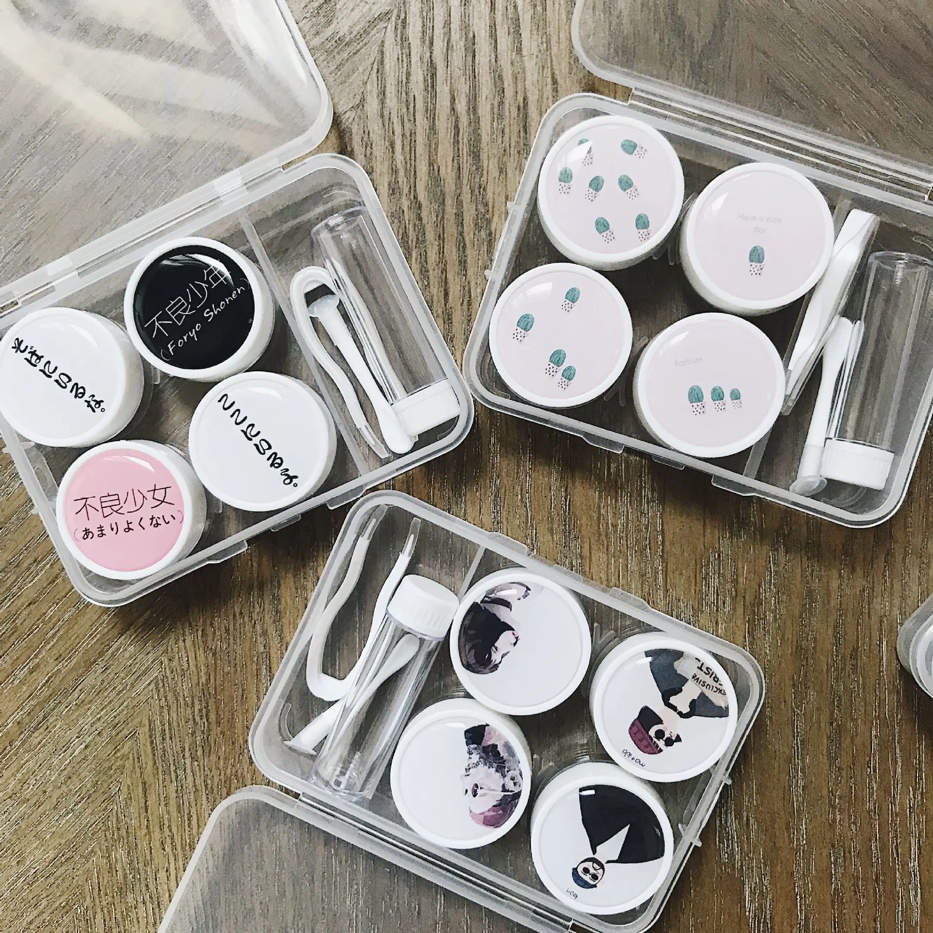 

Ins Nordic New 1 Set Unisex Contact Lens Case Box 2 Boxes Simple Leakproof Portable Storage Eye Care Kit Organizer Container