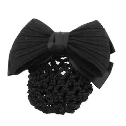 Новые женские черные Ruched бантом Snood крышка булочка Заколка-зажим для волос